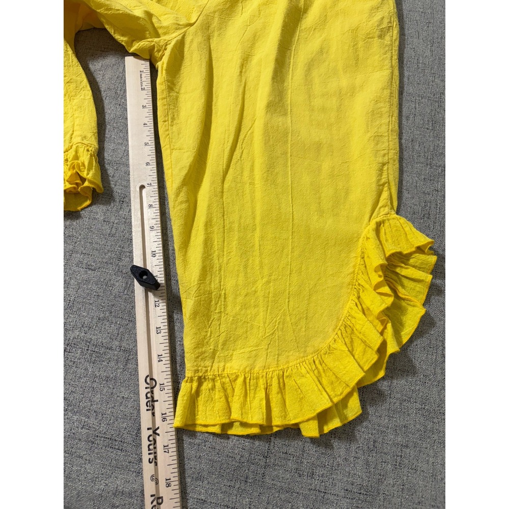 Alfredos Wife Yellow Ruffle Capris Set Women Small Loungewear Summer Beach - Picture 7 of 12